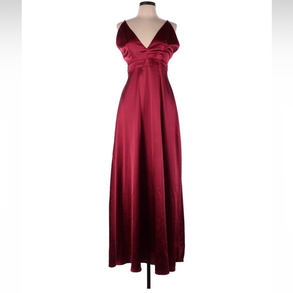 EUC! Twin Sisters red satin formal maxi dress, sz 10
